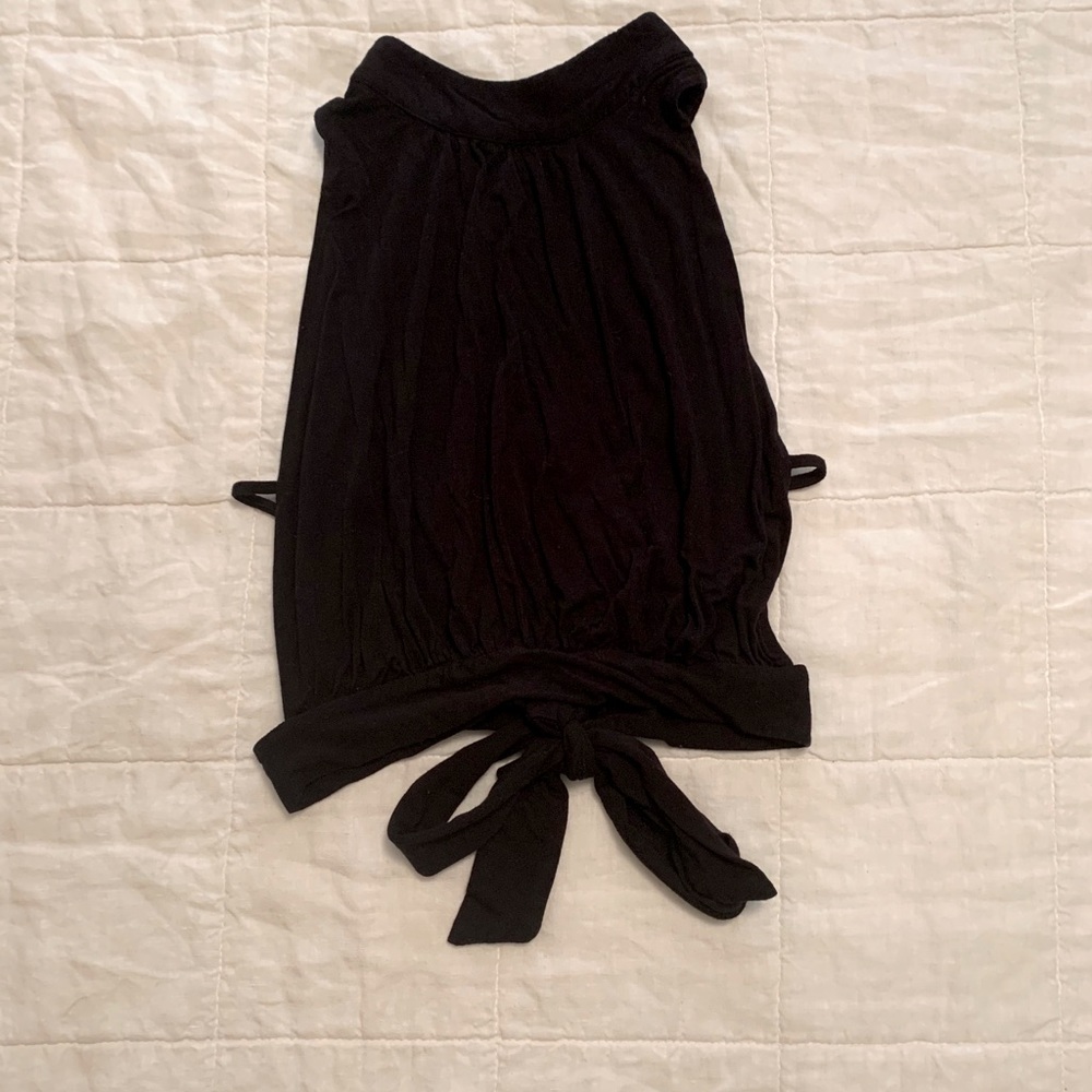 Black high neck, backless crop top